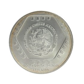 Moneda México 10 Pesos Nuevos Chaac Mool Plata 1994 1/2 oz