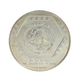 Moneda México 1 Peso Nuevo Chaac Mool Plata 1994 1/4 oz