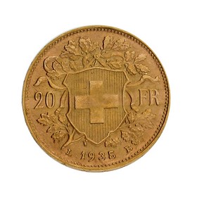 Moneda Suiza 20 Francos Oro 1935 6,44 g
