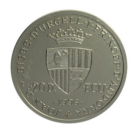 Moneda Andorra 20 Diners Oro y Plata 1996 26,70 g