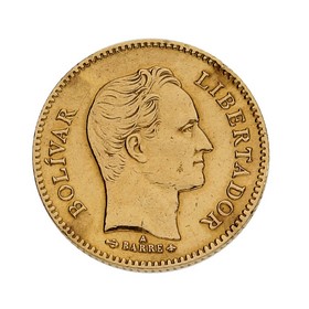 Moneda Venezuela 5 Venezolanos Oro 1875 7,99 g