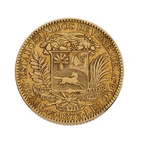 Moneda Venezuela 5 Venezolanos Oro 1875 7,99 g