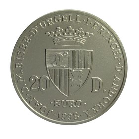 Moneda Andorra 20 Diners Oro y Plata 1998 26,76 g