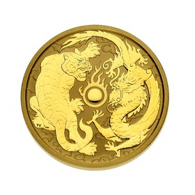 Moneda Australia 100 Dollars Dragón y Tigre Oro 2019 1 oz