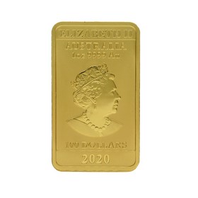 Moneda Australia 100 Dollars Dragón Rectangular Oro 2020 1 oz
