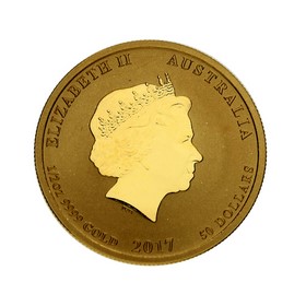 Moneda Australia 50 Dollars Año del Gallo Oro 2017 1/2 oz
