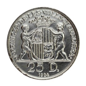 Moneda Andorra 25 Diners Plata 1984 20,40 g