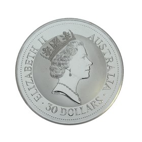 Moneda Australia 30 Dollars Kookaburra Plata 1992 1 Kg