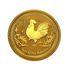 Moneda Australia 25 Dollars Año del Gallo Oro 2017 1/4 oz