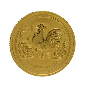 Moneda Australia 25 Dollars Año del Gallo Oro 2017 1/10 oz