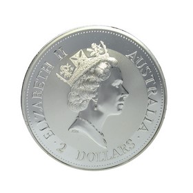 Moneda Australia 2 Dollars Kookaburra Plata 1992 2 oz