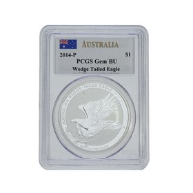 Moneda Australia 1 Dollars Wedge Tailed Eagle Plata 2014 PCGS GEM BU 1 oz