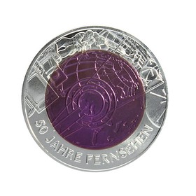 Moneda Austria 25 Euros 50 Jahre Fernsehen Plata y Niobio 2005 16,15 g