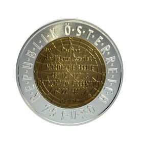 Moneda Austria 25 Euros Satellitennavigation Plata y Niobio 2006 16,15 g