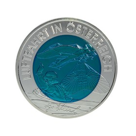 Moneda Austria 25 Euros Österreichische Luftafahrt Plata y Niobio 2007 15,50 g