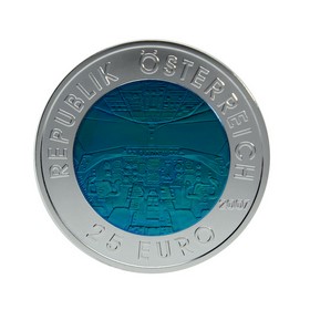 Moneda Austria 25 Euros Österreichische Luftafahrt Plata y Niobio 2007 15,50 g