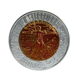 Moneda Austria 25 Euros Robotik Plata y Niobio 2011 15,50 g