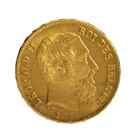 Moneda Bélgica 20 Francos Oro 1875 6,43 g