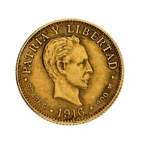 Moneda Cuba 2 Pesos Oro 1916 3,33 g