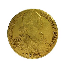 Moneda 8 Escudos Oro 1800 Nuevo Reino JJ 27,01 g