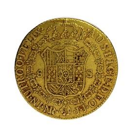 Moneda 8 Escudos Oro 1800 Nuevo Reino JJ 27,01 g