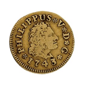 Moneda 1/2 Escudo Oro 1743 Madrid JA 1,72 g