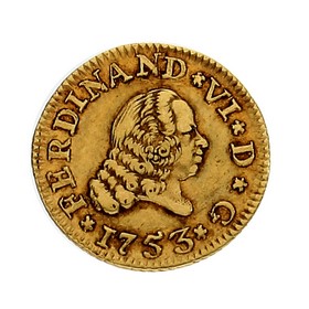 Moneda 1/2 Escudo Oro 1753 Sevilla PJ 1,76 g