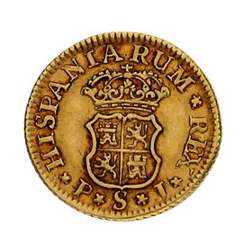 Moneda 1/2 Escudo Oro 1753 Sevilla PJ 1,76 g