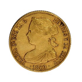 Moneda 100 Reales Oro 1860 Madrid 8,39 g