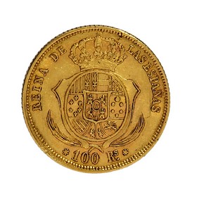 Moneda 100 Reales Oro 1860 Madrid 8,39 g