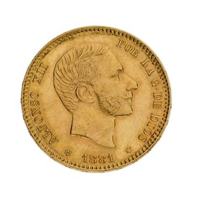 Moneda 25 Pesetas Oro 1881 M MSM 8,08 g