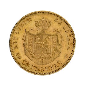 Moneda 25 Pesetas Oro 1881 M MSM 8,08 g