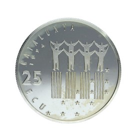 Moneda 25 Ecus Josep Pla Plata 1994 Cataluña 25 g