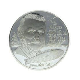 Moneda 25 Ecus Narcis Monturiol Plata 1995 Cataluña 25 g