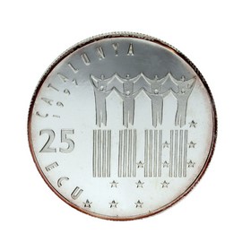 Moneda 25 Ecus Pompeu Fabra Plata 1996 Cataluña 25 g