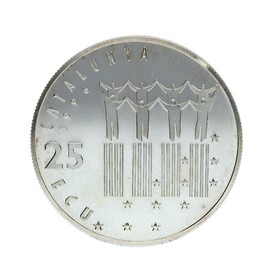 Moneda 25 Ecus Enric Granados Plata 1996 Cataluña 25 g