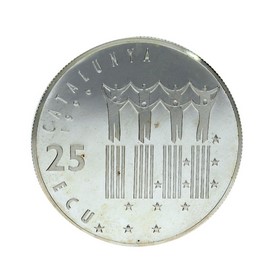 Moneda 25 Ecus Idelfons Plata 1997 Cataluña 25 g