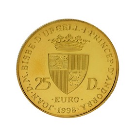 Moneda Andorra 25 Diners Oro 1998 7,79 g