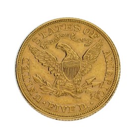 Moneda Estados Unidos 5 Dollars Oro 1892 8,34 g