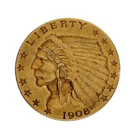 Moneda Estados Unidos 2 1/2 Dolars Oro 1908 4,17 g