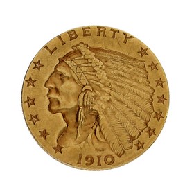 Moneda Estados Unidos 2 1/2 Dollars Oro 1910 4,18 g
