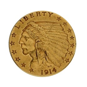 Moneda Estados Unidos 2 1/2 Dollars Oro 1914 4,18 g