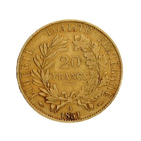 Moneda Francia 20 Francos Oro 1851 6,41 g