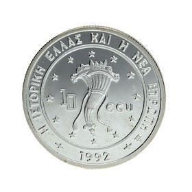 Moneda Grecia 10 Ecus Plata 1992 10 g