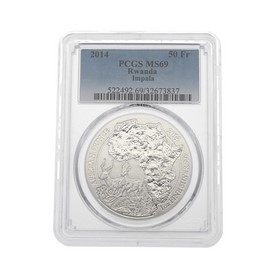 Moneda Ruanda 50 Amafaranga Plata 2014 PCGS MS69 1 oz