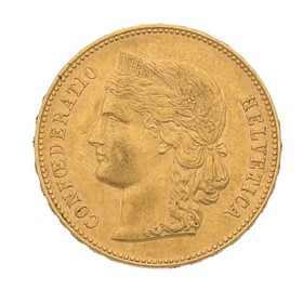 Moneda Suiza 20 Francos Oro 1893 6,44 g