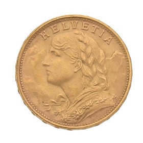 Moneda Suiza 20 Francos Oro 1949 6,45 g