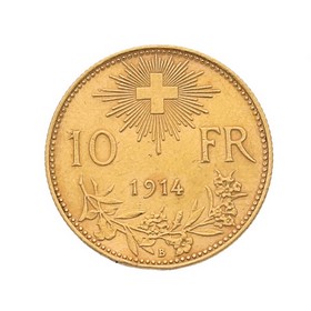 Moneda Suiza 10 Francos Oro 1914 3,21 g