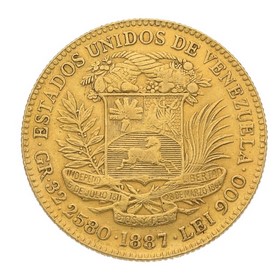 Moneda 100 Bolivares Oro 1887 32,21 g