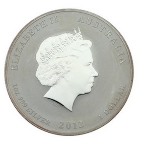 Moneda Australia 1 Dollars Año del Dragón Plata 2012 Coloreada 1 oz